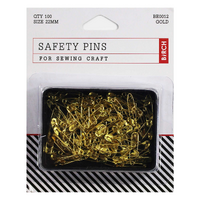 Safety Pins 22mm Qty 100 Gold