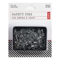Birch Safety Pins Silver Qty 100