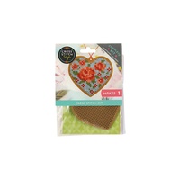 Cross Stitch Style - Wooden Heart Ornament